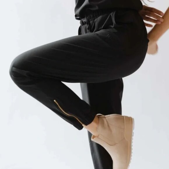 ALBION Jumpsuit Womens 10 Cap Sleeve Drawstring Waist Zip Ankle Pockets Casual - Picture 15 of 15